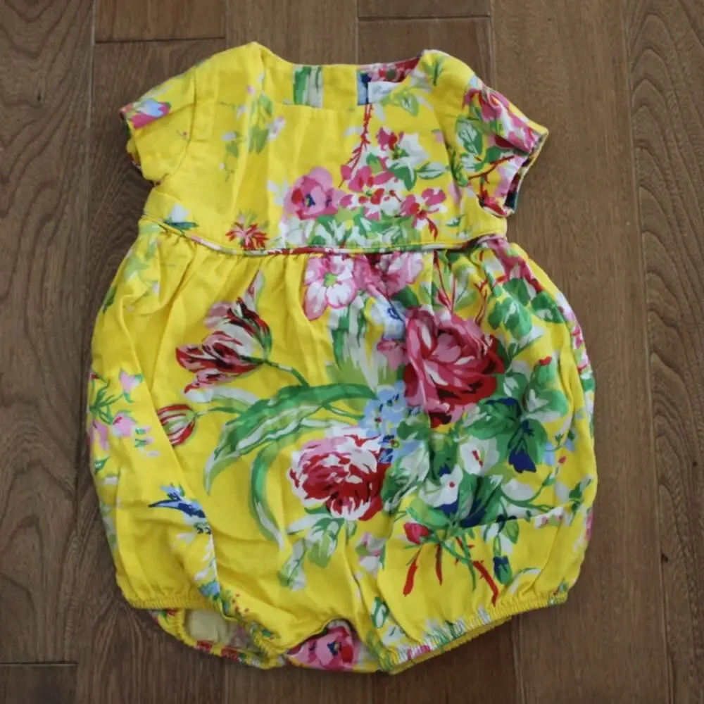 Ralph Lauren‎ Yellow Floral Bubble Romper One Piece 3 Month